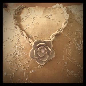 Original porcelain flower necklace signed